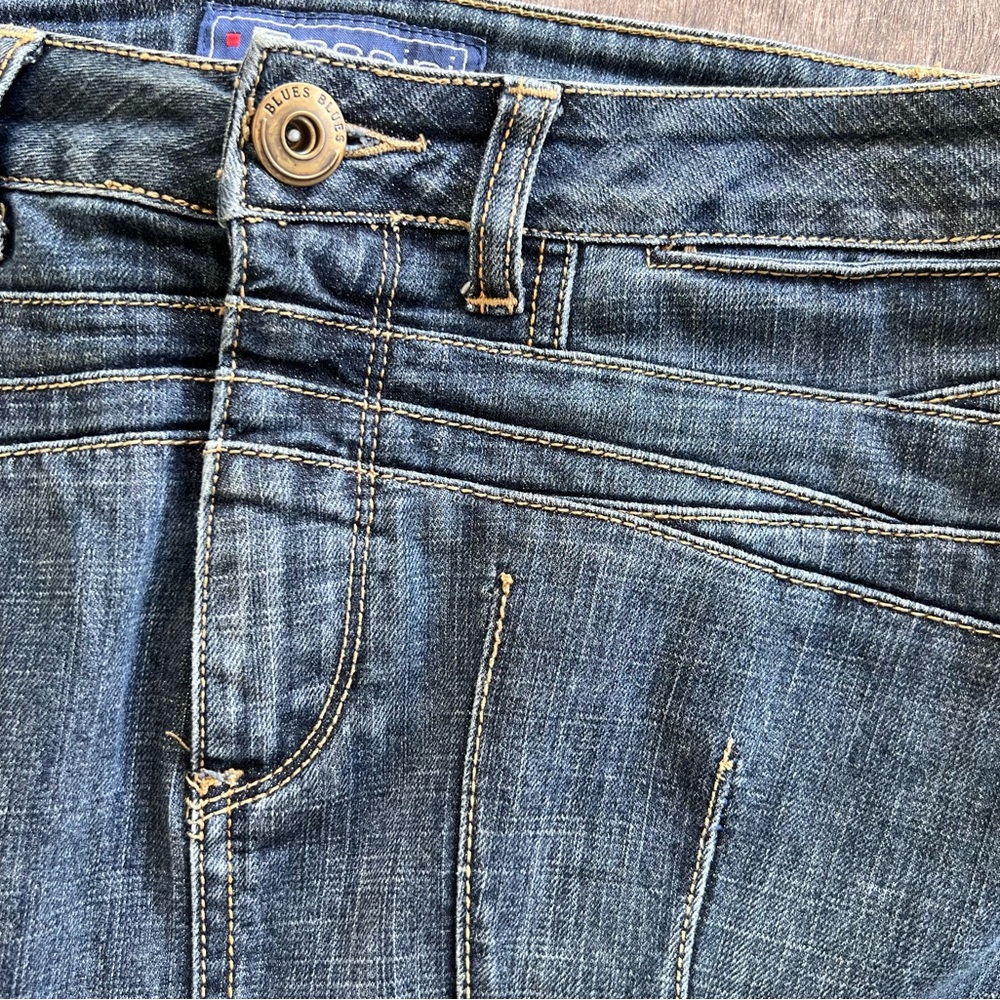 VTG Baccini 90s Y2K Denim Maxi Trumpet Flare Skirt 8 Boho Modest Western Fluted - Picture 12 of 12